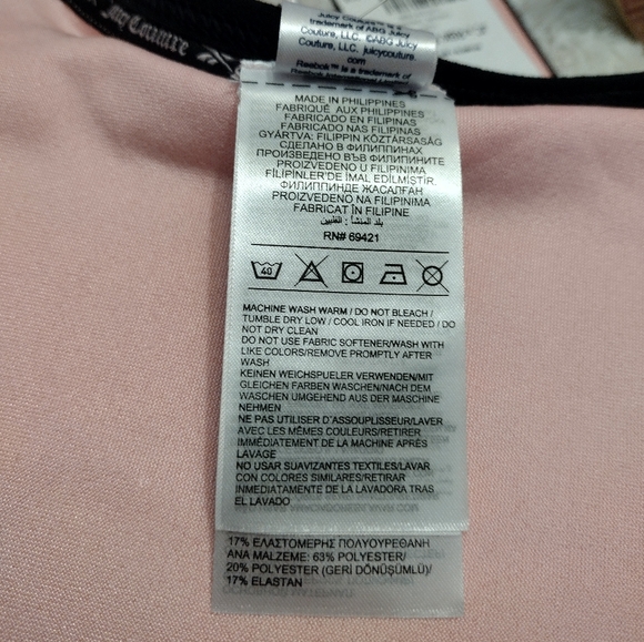 Juicy Couture 🩷 ✨ x Reebok Pink Velvet Baby Tee Women's Size Small 🆕 - Picture 7 of 7